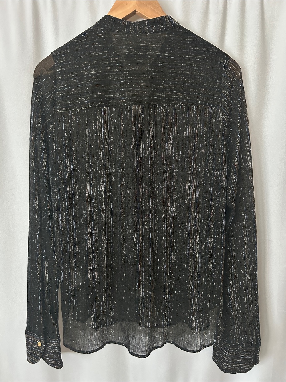 Zadig & Voltaire Black Metallic Thread Long Sleeve Blouse Shirt Top **Size M**🌺🌺 - Picture 4 of 8